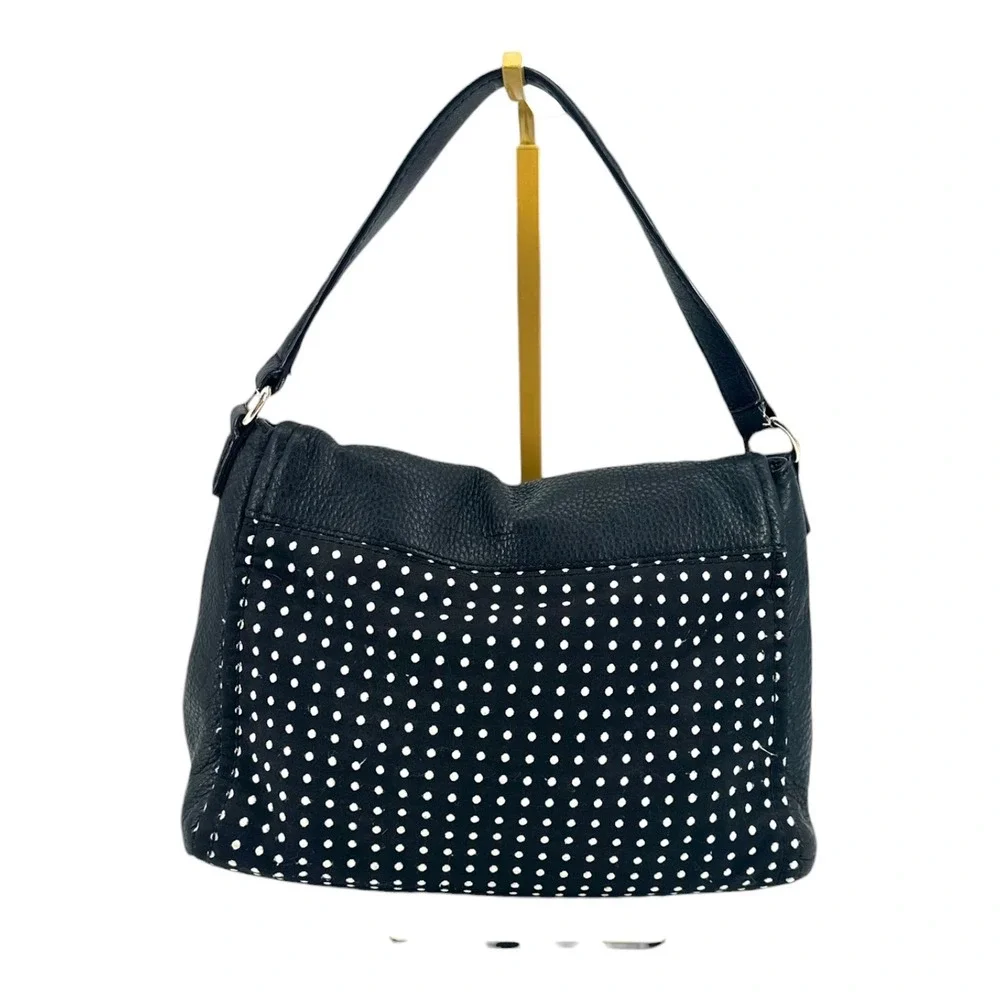 Kate Spade Cobble Hill Little Minka Shoulder Bag Black Leather White Polka Dot